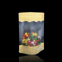 체크 투명창 지퍼스탠드 봉투 13X20cm 밑7cm 100매, 1
