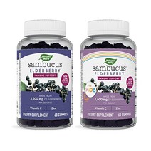 네이쳐스웨이 삼부커 엘더베리 구미 비타민 C와 아연이 함유 블랙 60, Adult KidsNatures Way, 60 Count (Pack of 1)