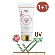 1+1 미엘 광채썬크림 촉촉한선크림 백탁없는선크림 60ml