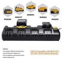 DCB104 4포트 리튬 이온 교체용 급속 충전기 Dewalt 12V/20VOLT Max DCB102 DCB102BP DCB104 DCB118 DCB115 DCB107 DCB205