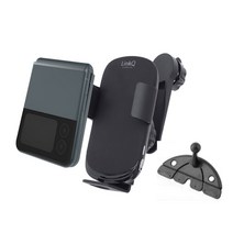 허킨스 Z플립 호환 에어클립 센서 차량용 핸드폰 고속 무선충전기 거치대 HSWC-910, 블랙