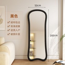전신 거울 가정용 바닥 플란넬 천 거실 피팅 침실 특수 모양 드레싱 프랑스 고급 감각 대형, 벽에 검은 색 50cm x 160cm