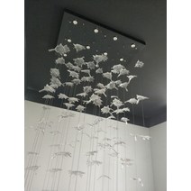 현대적인 대형 프로젝트 샹들리에 호텔 빌라 계단 거실 단풍잎 예술 장식 걸이식 램프 광택 맞춤형, 11 L80xw80xW250cm_02 차가운 흰색