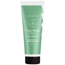 Arata 아유르베다 레몬 오일 페퍼민트 아마씨가 함유된 리프레싱 페이스 워시 | EWG 인증 천연 성분 비건 크루얼티 프리 부드러운 각질 여성 남성용 - 500ml(1.7온스)1