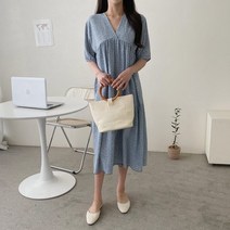 여자 엠파이어 셔링 퍼프소매 잔꽃 플라워 롱원피스