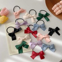 IQL815170새틴 리본 컬러 보우 미디움 머리끈 헤어핀 집게핀