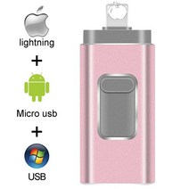 USB 플래시 드라이브 Pendrive 128GB 3 in 1 iPhone OTG 32GB 3.0 Cle Usb 64GB iPhoneAndroid/태블릿 PC 용, 09 Pink_02 32GB
