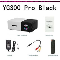 빔프로젝터 lejiada yg300 pro led mini 480x272 픽셀 지원 1080p 휴대용 홈 미디어 플레이어 내장 스피커, 검은 색, 우리 플러그
