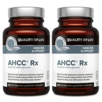 Quality of Life Labs AHCC Rx Kinoko Platinum 키노코 AHCC Rx 플래티넘 면역력 강화 300mg 60소프젤 X 2병, 60캡슐, 2개