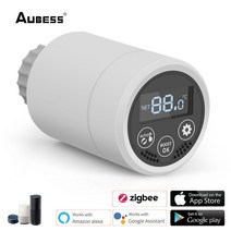 스마트 온도 제어 시스템 aubess zigbee thermostat tuya 라디에이터 액추에이터 밸브 smart programmable trv temperature 음성, 세트 4, 보여진 바와 같이
