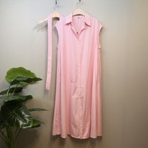 라임브릿지 카라 스트라이프 롱 남방 원피스