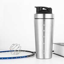 700/900ml 셰이커 단백질 파우더 스테인레스 스틸 물병 체육관 보디 빌딩 스포츠 휴대용 쉐이크 믹서 대용량 운동, 900ml 실버, 하나