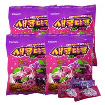아이들 간식 크라운 새콤달콤 200g X 4봉(사탕 1개 서비스증정), 새콤달콤 포도복숭아  200g X 4봉