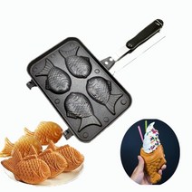 일본 타이야키 더블 생선 모양 핫 디저트 와플 케이크 메이커 팬 일본 팬케이크 더블 팬 프라이 팬 와플 몰드