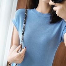 다이뻐 DAIBBU 리틀깽스 빅사이즈 44~77 신축성좋은 스판 부드러운 비비드 컬러풀 반짝이 샤이니 여름 시원한 쿨 데일리 반팔 니트 티