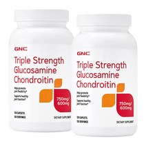 GNC 트리플 스트렝스 글루코사민 750mg 콘드로이틴 600mg 캐플렛 무설탕 글루텐 프리, 120개입, 2개, 120정