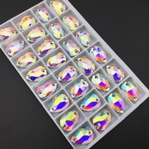 모든 크기 눈물 방울 유리 모조 다이아몬드에 바느질 배 크리스탈 ab 색상 플랫 백 돌, 13x18mm 12pcs, 12개