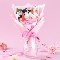 학사모 졸업식 꽃다발 비누꽃 유치원 졸업 초콜릿, 핑크 꽃다발