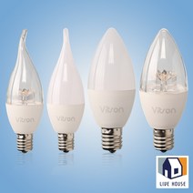 LED 촛대구 촛불전구 E17 촛대전구, 2. 애런 LED 촛대구 플레임, 투명(전구색)