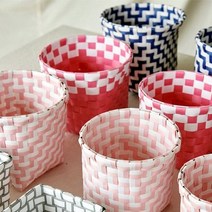 [감성하우스] D15 PVC 짜임바구니 정리 다용도 놀이방 수납, 진핑크-원형／FREE, 진핑크-원형