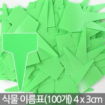 컬러 T자 미니 화분 이름표 100개 - 식물 이름표 칼라 네임텍 푯말 네임픽 꽂이 일자 분갈이 T자 사각 원형 칠판 컬러, 01_한성_T자 이름표 무지(미니)-녹색(100개)