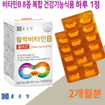 종근당 수용성비타민 비오틴 판토텐산 나이아신 엽산 활력비타민B플러스 60정 x 1박스 2박스 3박스 6박스, 2개월분