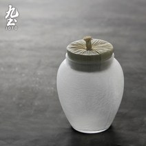 유약 차 캔 가정용 휴대용 소형 저장 캔 수제 복고풍 쿵푸 차 도자기 Puer 저장 차 창고, NONE, 색상 분류: 큰