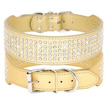 라인석 넓은 개 목걸이 반짝이는 크리스탈 대형 다이아몬드 가죽 소형 중형 위한 5cm 너비, 07 금_01 XS