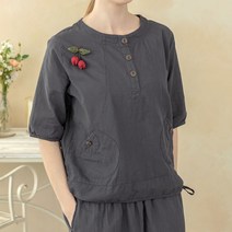 [디얼마미] 슬아 반오픈 끈블라우스 미시옷 빅사이즈 엄마옷 중년 여성 마담