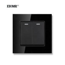 세라믹사이딩 메탈사이닝 아트월 EIOMR EU UK 표준 벽 조명 스위치 2 갱 1/2 웨이 베드 사이드 스위치 16A, 14 Black_01 2Gang 1Way