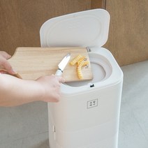 생활백서 원터치 밀폐 휴지통 인테리어 향균 주방 화장실 사무실 가정용 쓰레기통 16L, 탈취패치 3ea