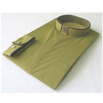 복식문화원 로만카라 베드로셔츠 녹두색 목회자셔츠, 100호