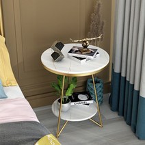 YEAR COLOR 철예 암반 침실 다용도 원형 이동식 사이드 테이블, 2단, 색상 x  40*55