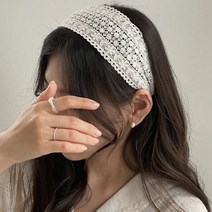 키메라제이 자수 레이스 꽃잎 와이드 반다나 헤어밴드 7color