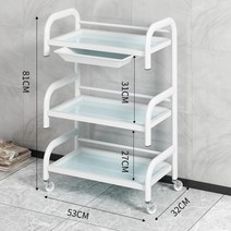 인테리어 미용실 트레이 수납장 트롤리 철제 선반 도구 헤어샵 화장대 협탁 바버샵 피부관리, 조립, ., 화이트 3단-서랍포함