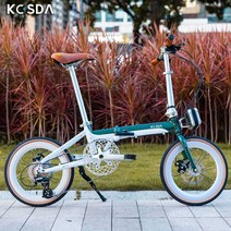 코스다 접이식자전거 16인치 초경량 고급형 휴대용, 화이트 그린 16인치
