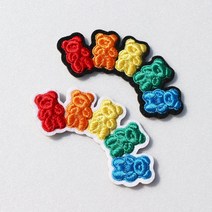 플라이쿱 무지개 곰돌이 열접착 자수패치 와펜 세트 2개입, 화이트
