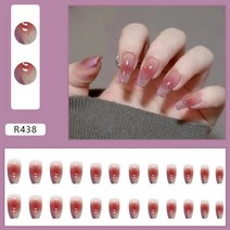 수제 네일팁 24pcs 그라데이션 보라색 손톱 관 발레 과 소녀를위한 손톱 프랑스 패치, 1