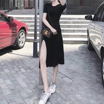 바캉스원피스 여성원피스 여름원피스 블랙 반팔 롱원피스 코디 데일리 옆트임 휴양지원피스 비치웨어 데이트 하객 레이스원피스 캐주 별의별굿즈