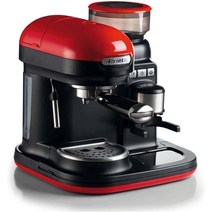 Ariete 이탈리아 아리에떼 커피 머신 메이커 기계 에스프레소 그라인더 카푸치노 모카, 빨강 검정색