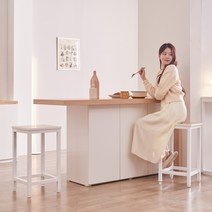 [방문설치] 크라운퍼니쳐 모던 수납 홈바 아일랜드식탁 1600 2colors, 화이트