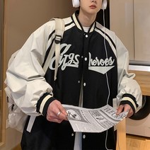 오버핏 배색 래글런 레터링 야구점퍼 MR1697