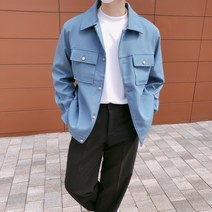 남자 봄 가을 미니멀 오버핏 트러커 투포켓 자켓 (4color)