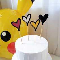 재미제이 하트 데코픽 4p세트 케이크토퍼 포켓몬생일파티
