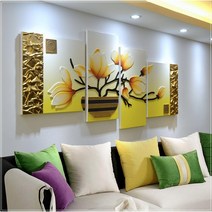 풍수에 좋은 돈들어오는 연꽃액자 거실액자 인테리어 대형 입체 액자세트 골드 꽃 예쁜액자, 9번-백년화