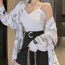 ciuuc 3 피스 여성용 그물 레드 슈퍼 파이어 레터 선 스크린 카디건 작은 콘돌 벨트 하이 웨이스트 반바지 여성용 2020 년 새로운