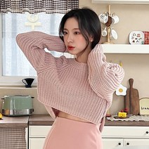 쉐얼유 여성 마리엔 언발 크롭 니트