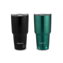 리빙코아 대용량 보온보냉 괴물 텀블러, 블랙, 900ml