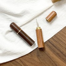 우드 바늘 케이스 가죽 공예 바늘통, 다크브라운