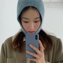 4컬러 겨울 여성 두꺼운 니트 후드 바라클라바 모자, 블루 그레이